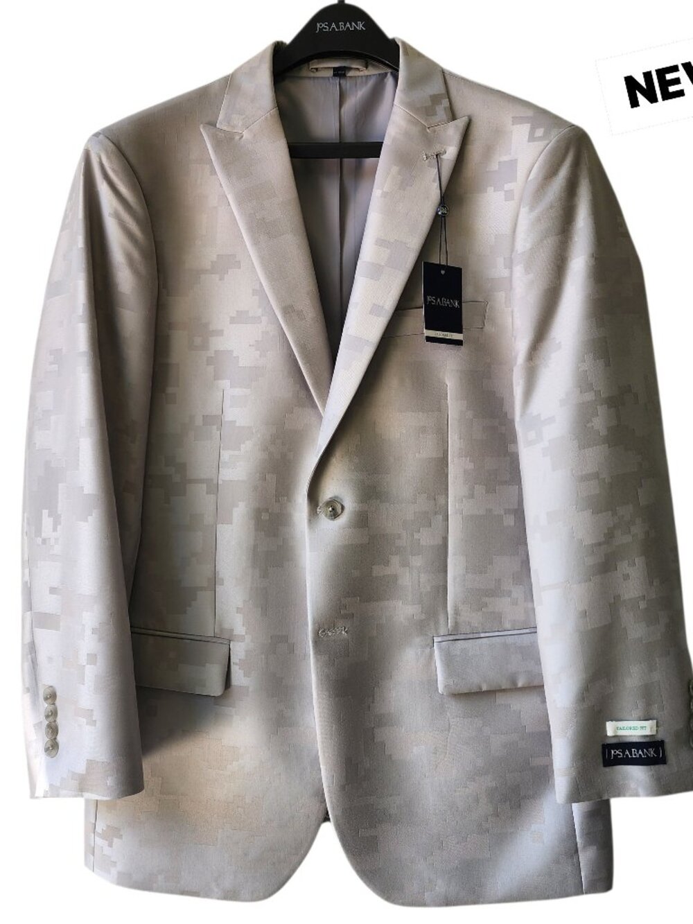 42R Dinner Jacket Silver Gray Digital Camo Minecraft New Peak Lapel Jos A Bank
